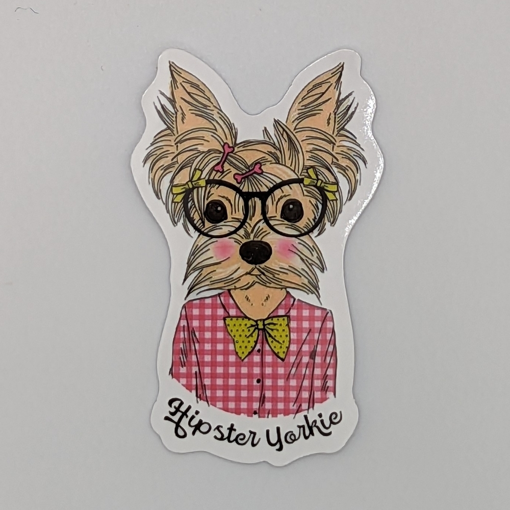 Hipster Yorkie Dog Sticker